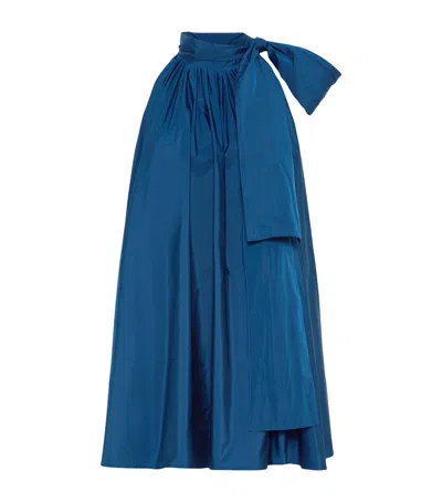 Max Mara Satin Scarf Neck Mini Dress In Blue