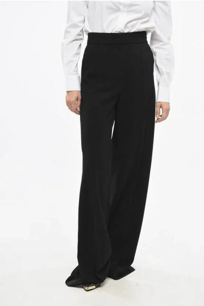 Max Mara Satin Side Banded Leccio Palazzo Pants Grösse 42 In Black