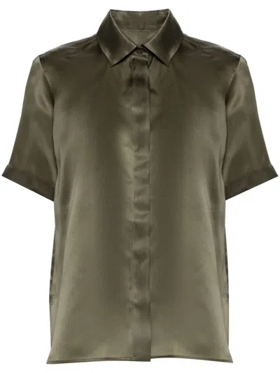 Max Mara Satin Silk Shirt In Green