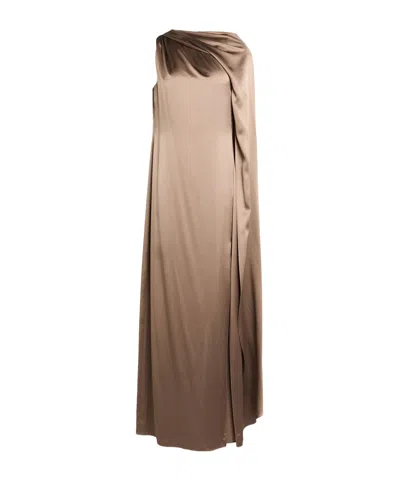 Max Mara Satin Sleeveless Gown In Nude