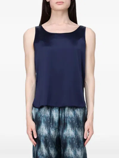 Max Mara Satin Sleeveless Top In Blue