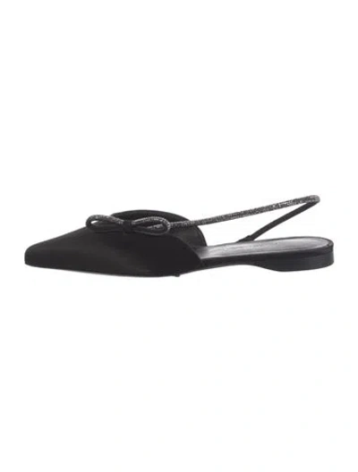 Pre-owned Max Mara Satin Slingback Flats In Black