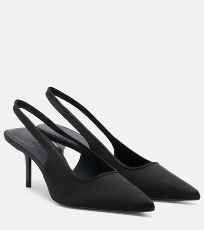 Max Mara Satin Slingback Pumps In Black