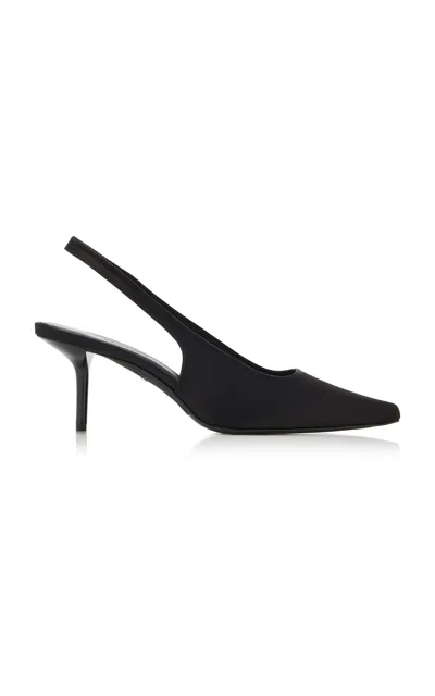 Max Mara Satin Slingbacks In Black