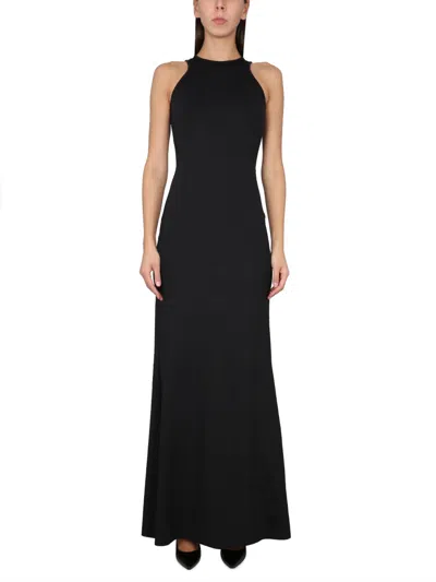 Max Mara Satin Slip Maxi Dress In Black