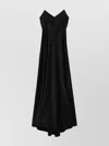 Max Mara Satin Spaghetti Strap Dress With Back Slit In Black