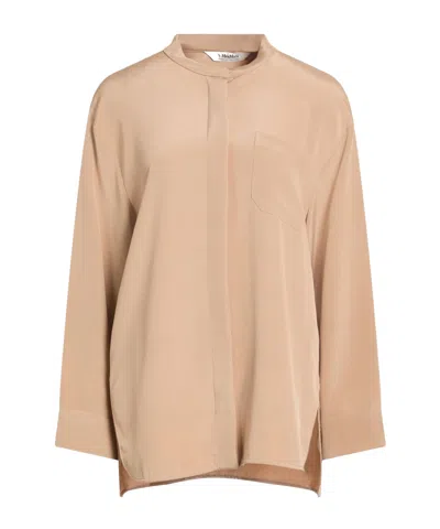 Max Mara Satin Stand-collar Shirt In Brown
