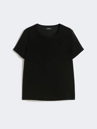 Max Mara Satin T-shirt In Black