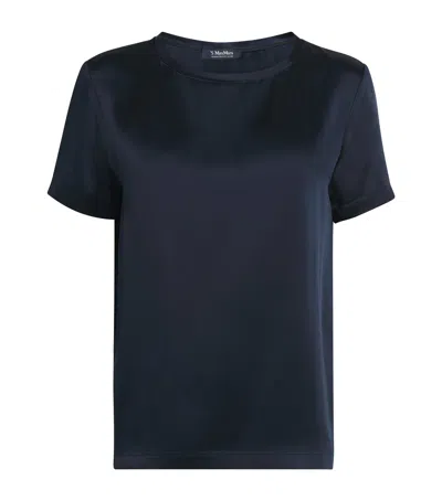 Max Mara Satin T-shirt In Blue