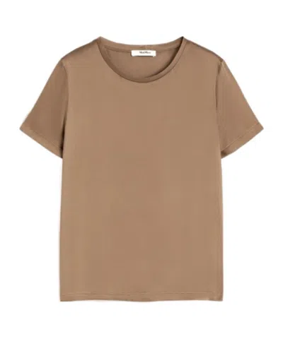 Max Mara Satin T-shirt In Brown