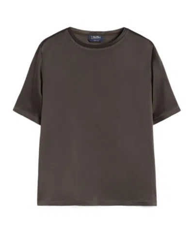 Max Mara Satin T-shirt In Brown