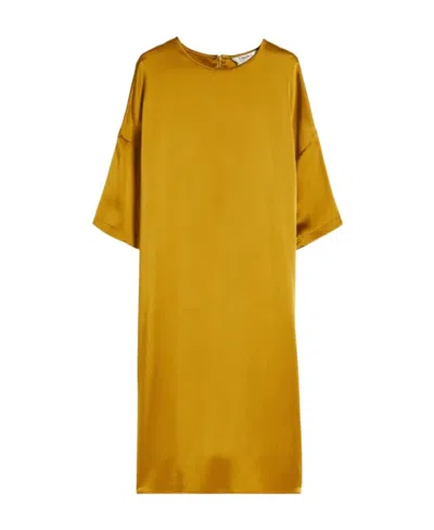 Max Mara Satin T-shirt Dress In Yellow