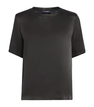 Max Mara Satin T-shirt In Black