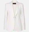 Max Mara Satin-trimmed Virgin Wool Gabardine Blazer In White