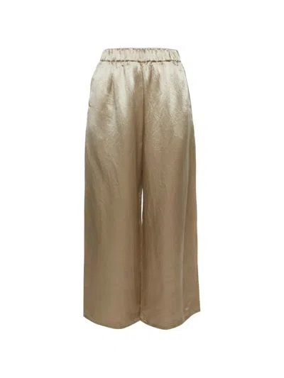Pre-owned Max Mara Satin Wide-leg Trousers In Neutral