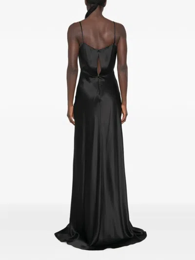Max Mara Satin-finish Back-cutout Dress In Transparent