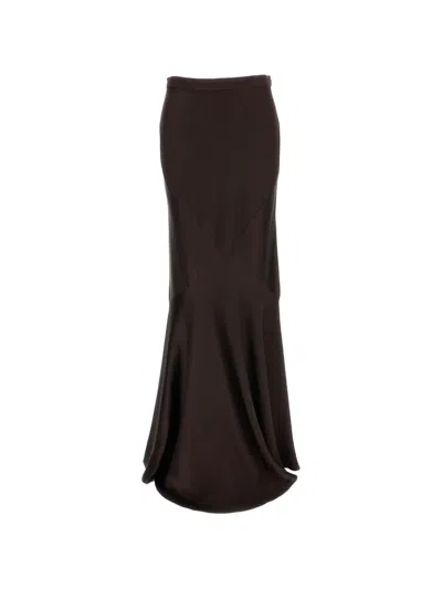 Max Mara Satin-finish Panelled Skirt In Brown