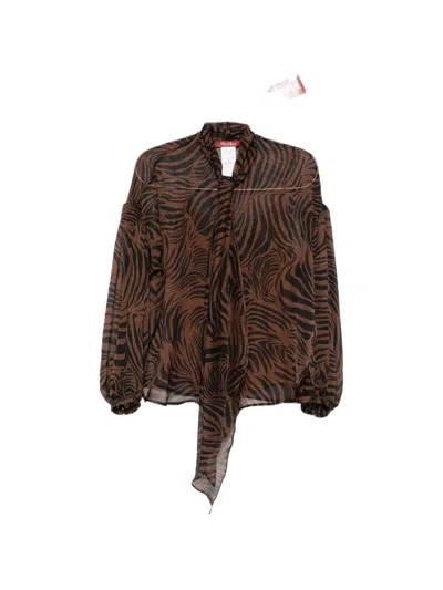 Max Mara Satin-finish Shirt In Brown