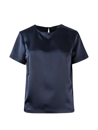 Max Mara Satin-finish Short-sleeve T-shirt In Blue