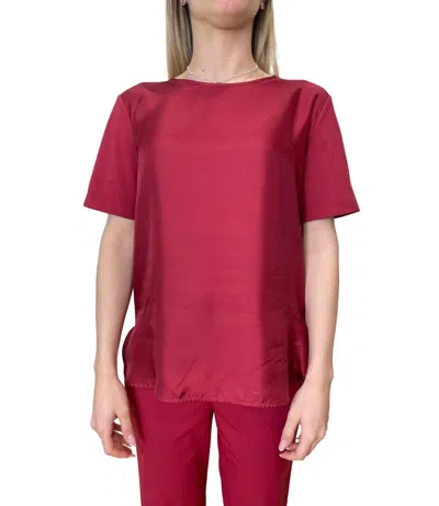 Max Mara Satin-finish Short-sleeve T-shirt In Burgundy