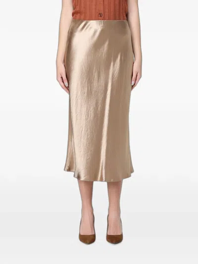 Max Mara Satin-finish Silk Skirt In Neutral