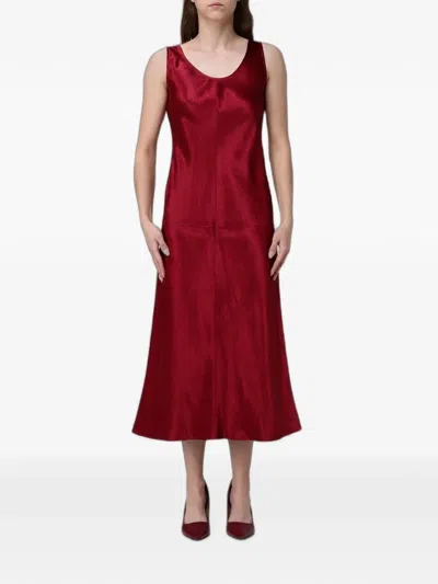 Max Mara Satin-finish Sleeveless Midi Dress In Red