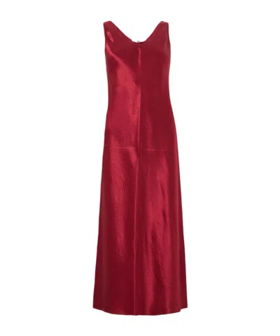 Max Mara Satin-finish Sleeveless Midi Dress In Red