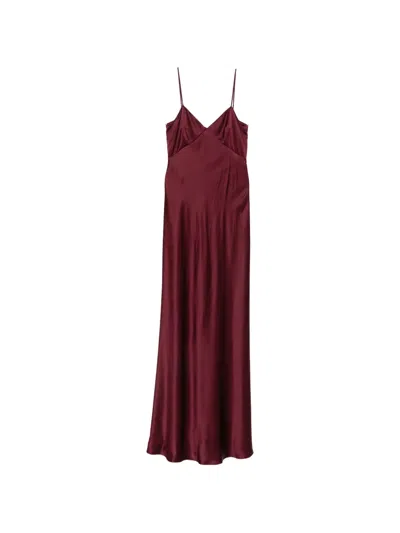 Max Mara Satin-finish Spaghetti-strap Maxi Dress In 레드