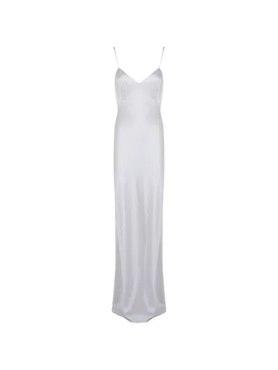 Max Mara Satin-finish Spaghetti-strap Maxi Dress In Blue