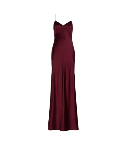 Max Mara Satin-finish Spaghetti-strap Maxi Dress In Bordeaux Red