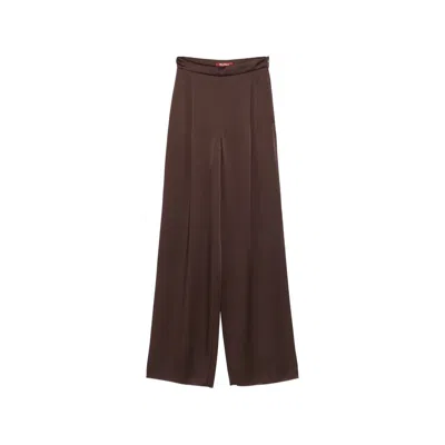 Max Mara Satin-finish Wide-leg Trousers In Brown