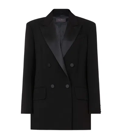 Max Mara Satin-lapel Blazer In Black