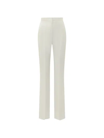 Max Mara Satin-stripe Pressed-crease Trousers In White