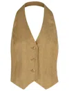 Max Mara Beige Yarn-dyed Linen Batavia Sauro Waistcoat