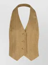 Max Mara Beige Yarn-dyed Linen Batavia Sauro Waistcoat
