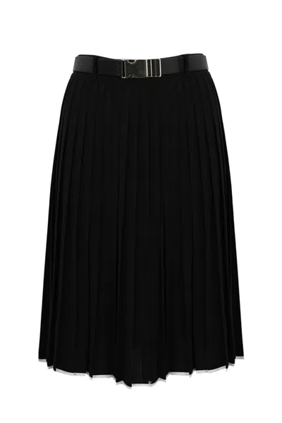 Max Mara Savana Pleated Cady Skirt In Nero