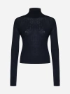 MAX MARA SAX SILK AND WOOL MOCK SWEATER