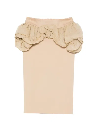 Max Mara Sbaccano Ruffled Midi Skirt In Neutral