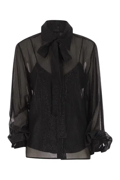 Max Mara Scafati - Striped Silk Chiffon Blouse In Black