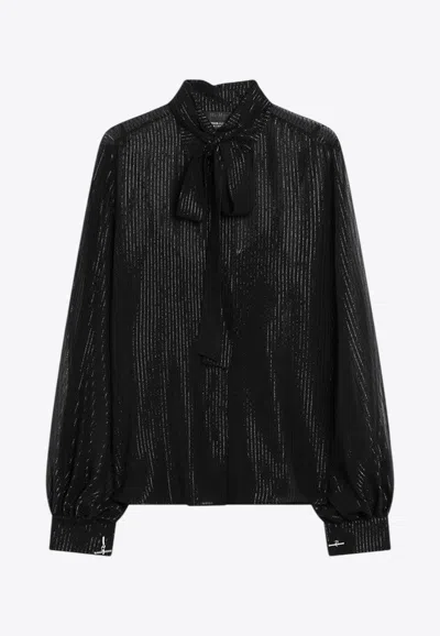 Max Mara Scafati Silk-blend Striped Blouse In Black