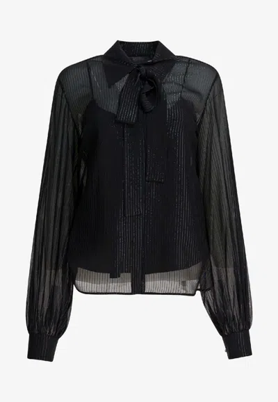 Max Mara Scafati Silk Chiffon Blouse In Black