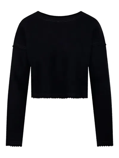 Max Mara Scalloped-edge Crop Top In Black