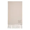 Max Mara Cashmere Soft Texture Fringed Hem Scarf In Neutral