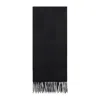 Max Mara Luxurious Cashmere Scarf With Fringed Hem And Logo Embroidery In Black