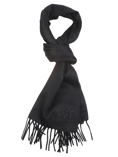 Max Mara Fringed Initial Scarf In Black