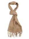 Max Mara Embroidered Fringed Scarf In Brown