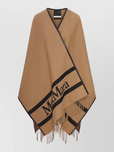 Max Mara Scarf Leather Piping Trim Long Fringes