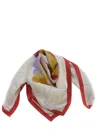 Max Mara Floral Silk Twill Square Scarf In Avorio