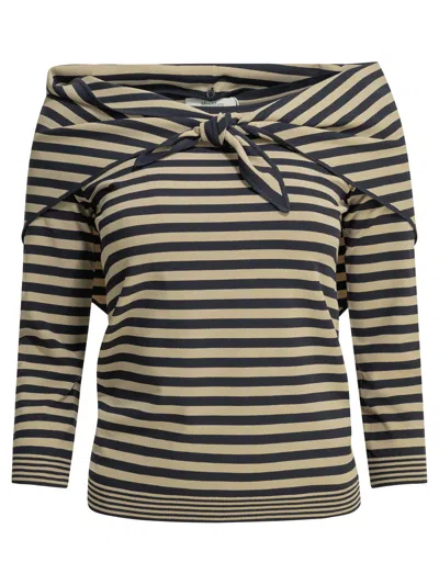Max Mara Off Shoulder Sweater Scarf Style Stripes In Multi