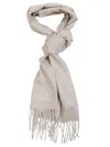 Max Mara Embroidered Fringed Scarf In Neutral